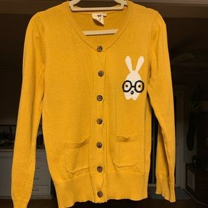 ModCloth Chuti yellow nerd bunny cardigan 🐰
